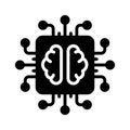 A processor chip brain, concept of brain processor vector icon Royalty Free Stock Photo