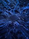 Processor chip on circuit board with copy space for design Royalty Free Stock Photo
