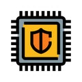 Processor chip icon with security shield symbol Royalty Free Stock Photo