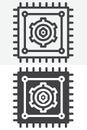 Processor chip line and solid vector icon set Royalty Free Stock Photo