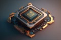 processor chip, tech environment, blockchain concept Generative AI Royalty Free Stock Photo