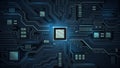 Processor on circuit board. Motherboard chips, microchip electronic and digital circuits vector illustration Royalty Free Stock Photo