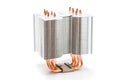 Processor cooler with heat pipe on white background