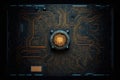Processor CPU or GPU microchip on dark mother board