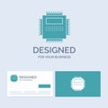 Processor, Hardware, Computer, PC, Technology Business Logo Glyph Icon Symbol for your business. Turquoise Business Cards with