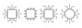 Processor line icon, microchip cpu technology board, Central processing unit. Design element flat, simple silhouette. Royalty Free Stock Photo