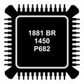 Processor microchip icon, simple black style Royalty Free Stock Photo