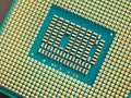 Processor microprocessor CPU of a desktop or laptop very close-up. Electronic and computing equipment, computer hardware. IT