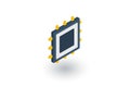 Processor, motherboard, chip isometric flat icon. 3d vector