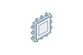 processor, motherboard, chip isometric icon. 3d line art technical drawing. Editable stroke vector Royalty Free Stock Photo