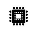 Processor, Motherboard Microchip Solid Flat Vector Icon Isolated on White Background