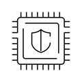 Processor security shield icon representing data protection hardware Royalty Free Stock Photo