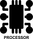processor, semiconductor, chip, chipset, plc, electronics, technology solid glyph icon