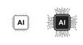 AI Chip Icons in White and Dark Gray Keywords: AI, artificial intelligence, chip, microchip Royalty Free Stock Photo