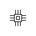 Processor Technology Monoline Symbol Icon Logo for Graphic Design, UI UX, Game, Android Software, and Website. Royalty Free Stock Photo