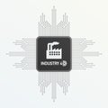 Processor with text Industry 4.0 on the gray background. Vector illustration. Royalty Free Stock Photo