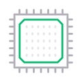 Processor thin line color vector icon Royalty Free Stock Photo