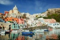 Procida colorful island in the gulf of Naples, Mediterranean sea, Italy Royalty Free Stock Photo