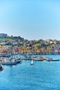 Procida island, Naples, Italy, colorful houses in Marina di Corricella