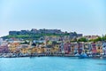 Procida island, Naples, Italy, colorful houses in Marina di Corricella