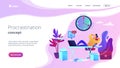 Procrastination concept landing page. Royalty Free Stock Photo
