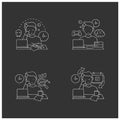 Procrastination chalk icons set