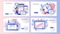 Procrastination concept. Do it later. Tiny people procrastinating instead of working. Screen template for landing page Royalty Free Stock Photo