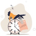 Procrastination do it later, postpone to work tomorrow, unproductive and excuse concept.flat vector illustration