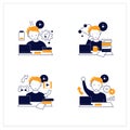 Procrastination flat icons set