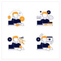 Procrastination flat icons set