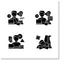 Procrastination glyph icons set