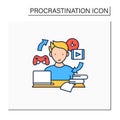 Procrastination habit color icon