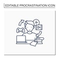 Procrastination habit line icon