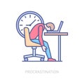 Procrastination - modern multi color line design style icon