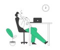 Procrastination, Overwork Burnout Symptom Concept. Lazy, Boring or Tired Businessman with Low Life Energy Sleep