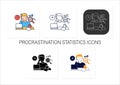 Procrastination statistics icons set Royalty Free Stock Photo