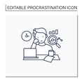 Procrastination statistics line icon