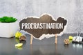 Procrastination word cloud concept. word Procrastination on black torn paper Royalty Free Stock Photo