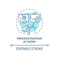 Procrastination at work blue concept icon Royalty Free Stock Photo