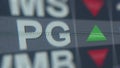 PROCTER&GAMBLE PG stock ticker, conceptual editorial 3D rendering