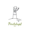 Proctologist concept. Hand drawn isolated vector