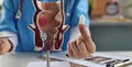 Proctologist doctor inserting rectal suppository into artificial model of human rectum closeup Royalty Free Stock Photo