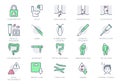 Proctologist line icons. Vector illustration include icon - toilet paper, colon, polyp, suppositories, anal fissure Royalty Free Stock Photo
