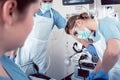 Proctologist in surgery of hospital performing colonoscopy Royalty Free Stock Photo