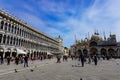 Procuratie Vecchie on the Piazza San Marco, Saint Mark Square on a beautiful sunny day. Venice, Italy. Royalty Free Stock Photo