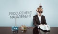 Procurement management text with vintage businessman at office Royalty Free Stock Photo