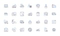 Procurement pathway line icons collection. Procure, Supply, Acquisition, Sourcing, Purchasing, Negotiation, Vendor