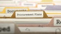 Procurement Plans Concept on Folder Register. Royalty Free Stock Photo