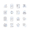 Procurement strategy line icons collection. Efficiency, Cost-effective, Collaboration, Innovation, Integration Royalty Free Stock Photo