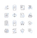 Procurement strategy line icons collection. Efficiency, Cost-effective, Collaboration, Innovation, Integration